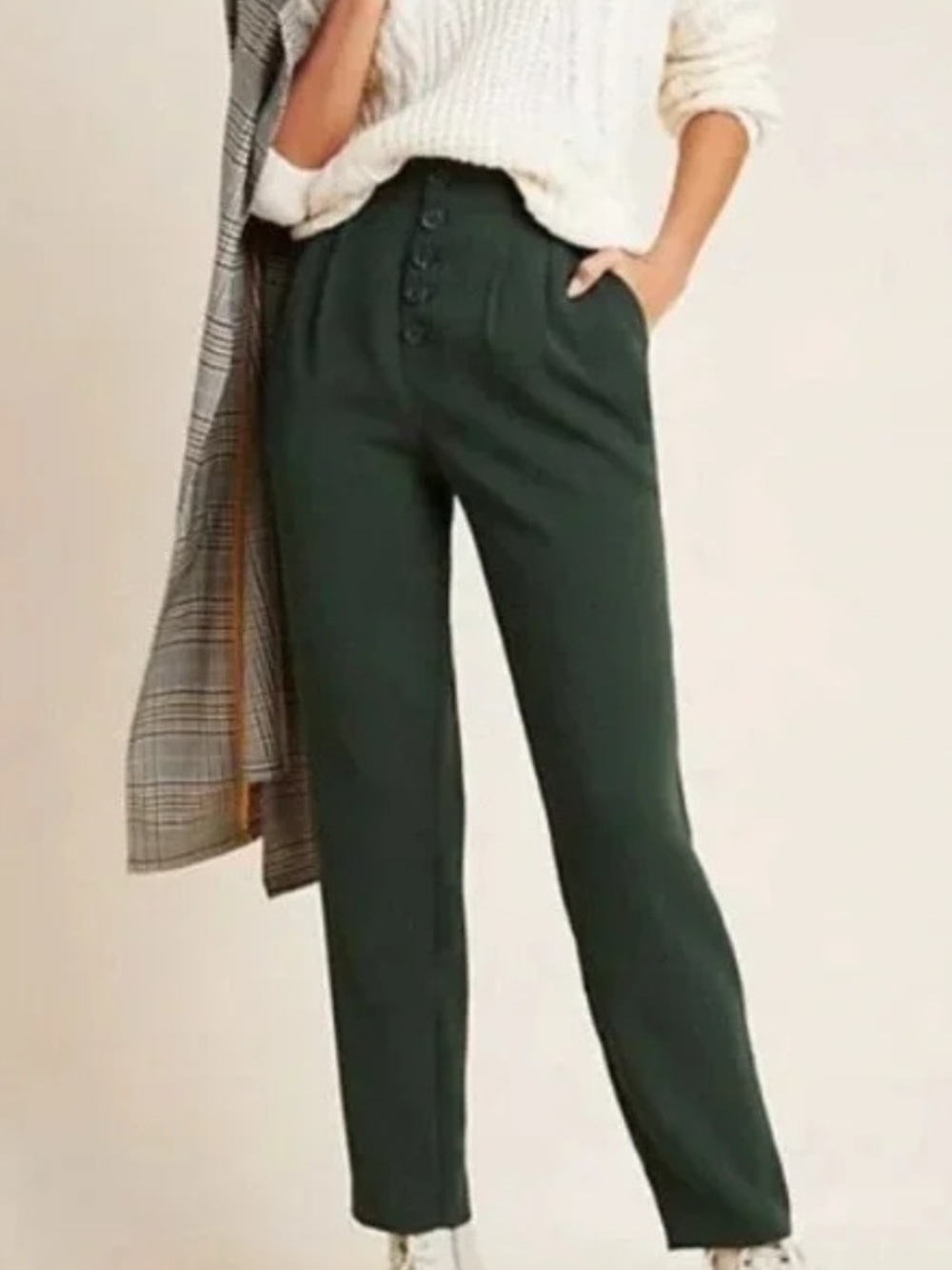Anthropologie Sasha button fly tapered high rise tailored pants 8